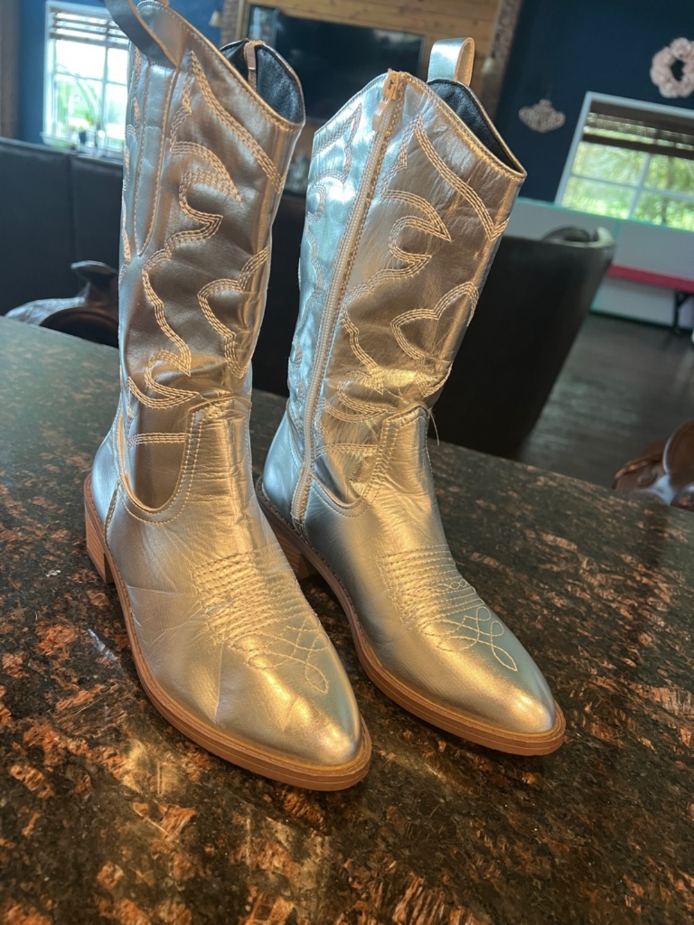 Metallic Silver Women's Western Boots